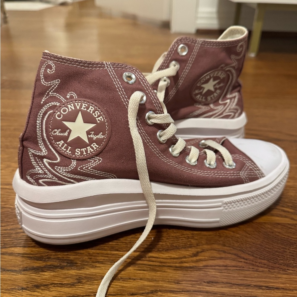 Converse Maroon High-Top Platform Sneakers